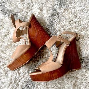 Vince Camino nude woodblock t-strap wedges